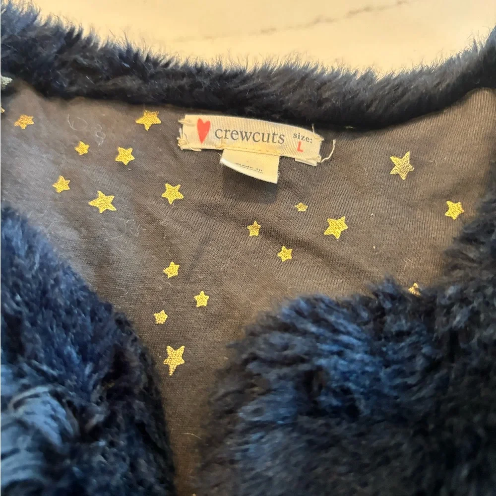 Crewcuts Navy Faux Fur Vest with Gold Star Lining